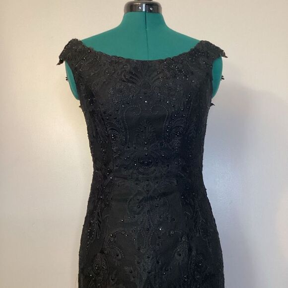 Mon Cheri Black Sparkle Evening Gown Prom Dress Mermaid Skirt with Train Size 4 - Picture 1 of 16